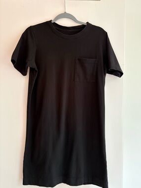 Everlane Black Short Sleeve Pocket Organic Cotton Dress